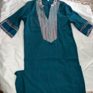 Teal Embroidered Tunic Dress